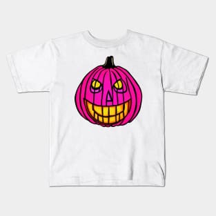 Pink Halloween Pumpkin Kids T-Shirt